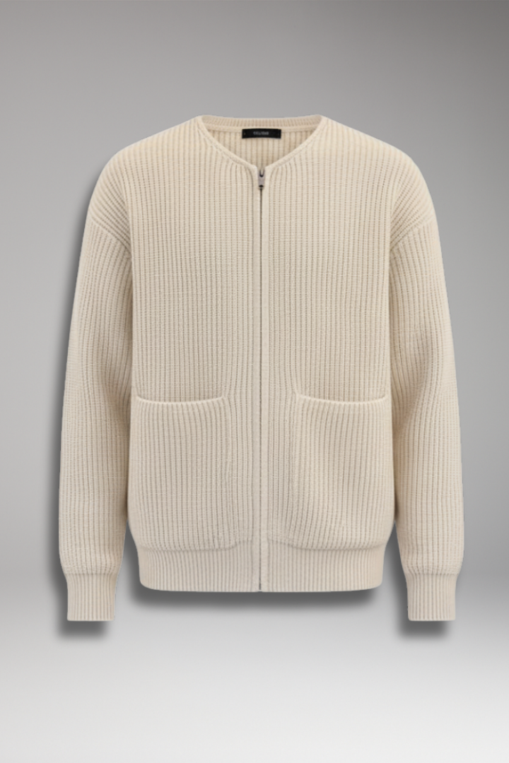Men's Crew Neck Zip Cardigan - VibreMode