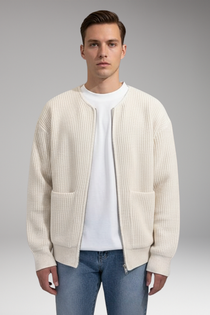 Men's Crew Neck Zip Cardigan