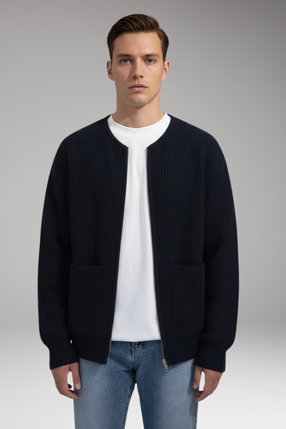 Men's Crew Neck Zip Cardigan