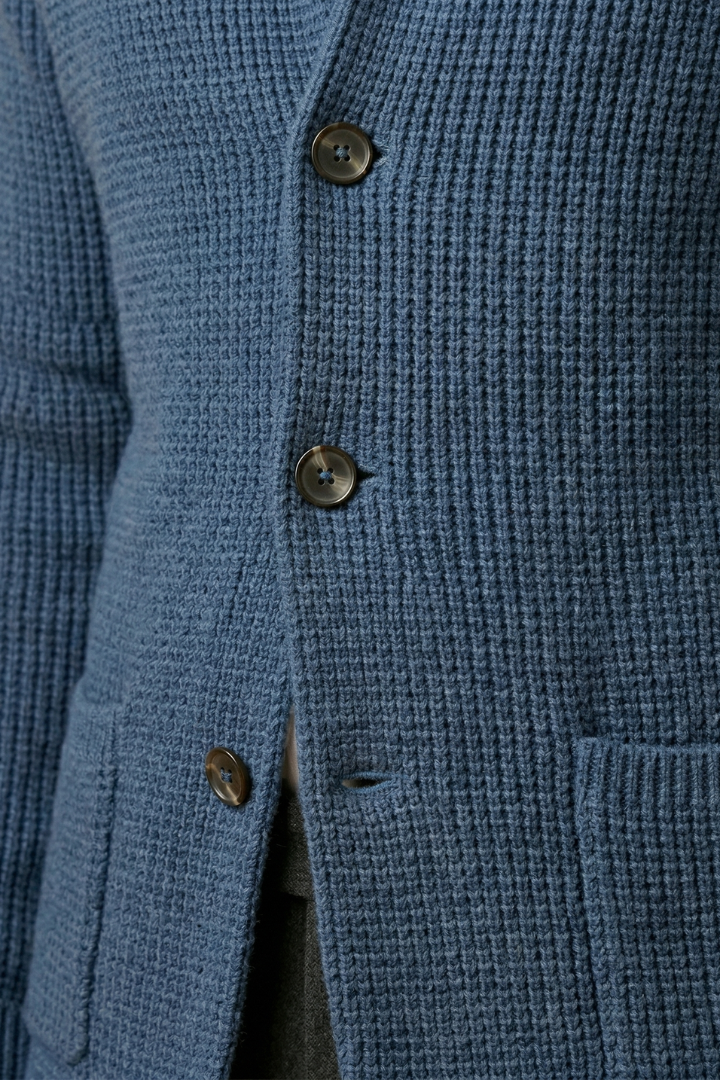 Men's High Collar Cardigan Sweater with Side Pockets