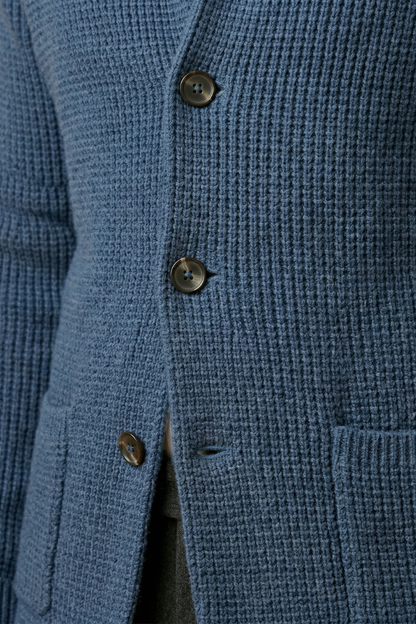 Men's High Collar Cardigan Sweater with Side Pockets