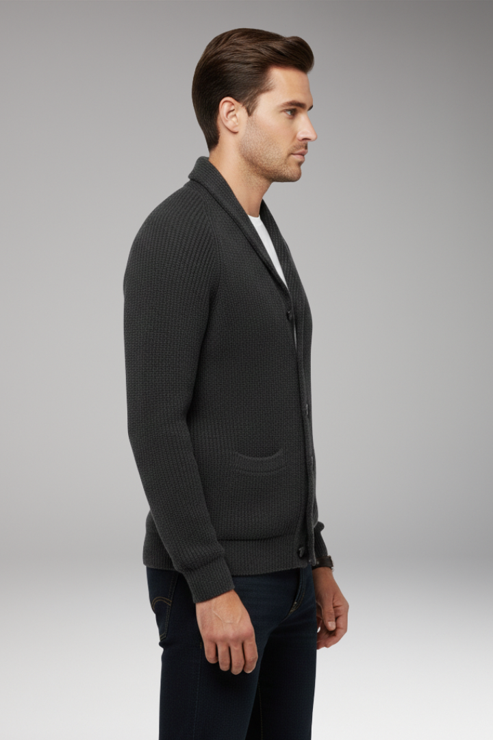 Men's Shawl Collar Cardigan Sweater Patch Pockets