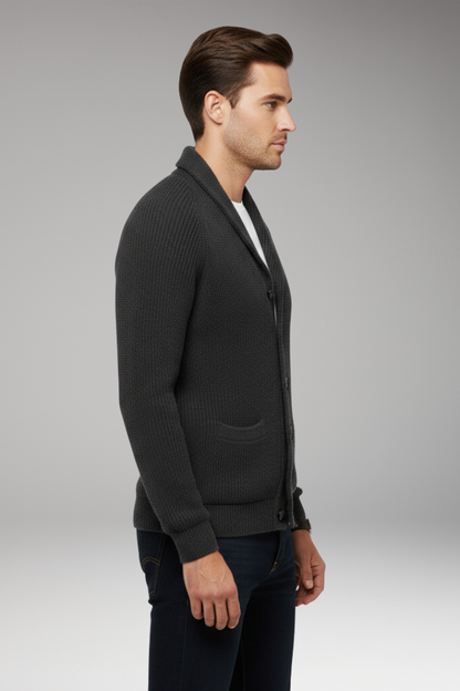 Men's Shawl Collar Cardigan Sweater Patch Pockets