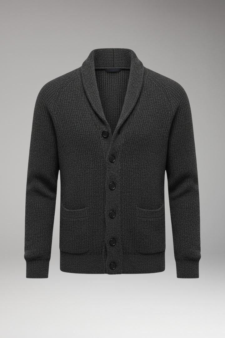 Men's Shawl Collar Cardigan Sweater Patch Pockets - VibreMode