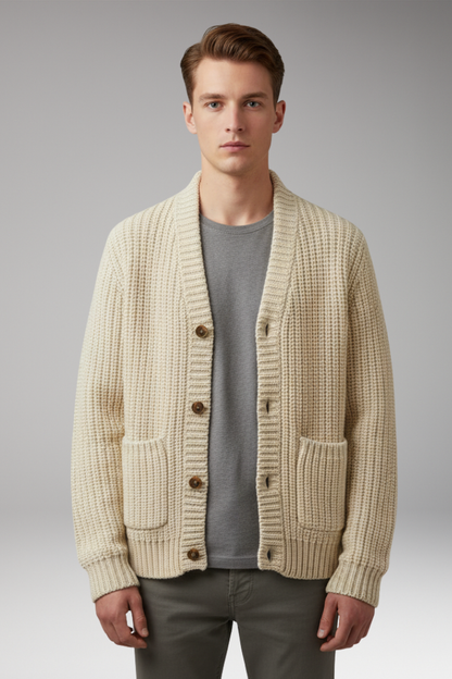 Men's Cardigan Sweater Stand Collar Front Pockets