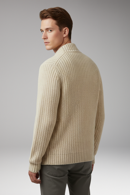 Men's Cardigan Sweater Stand Collar Front Pockets