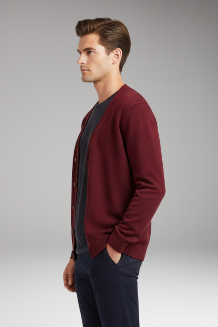 Men's V-Neck Cardigan Button Front