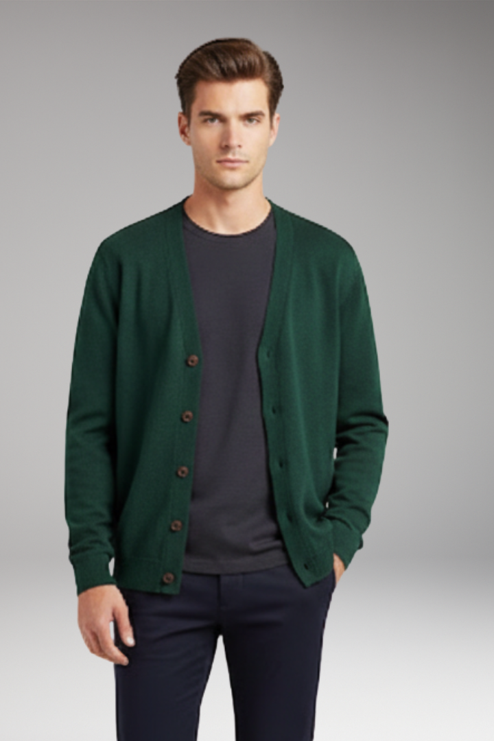 Men's V-Neck Cardigan Button Front
