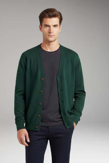 Men's V-Neck Cardigan Button Front