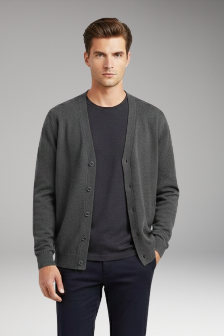 Men's V-Neck Cardigan Button Front