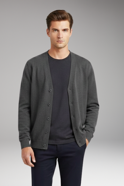Men's V-Neck Cardigan Button Front