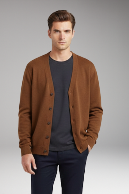 Men's V-Neck Cardigan Button Front