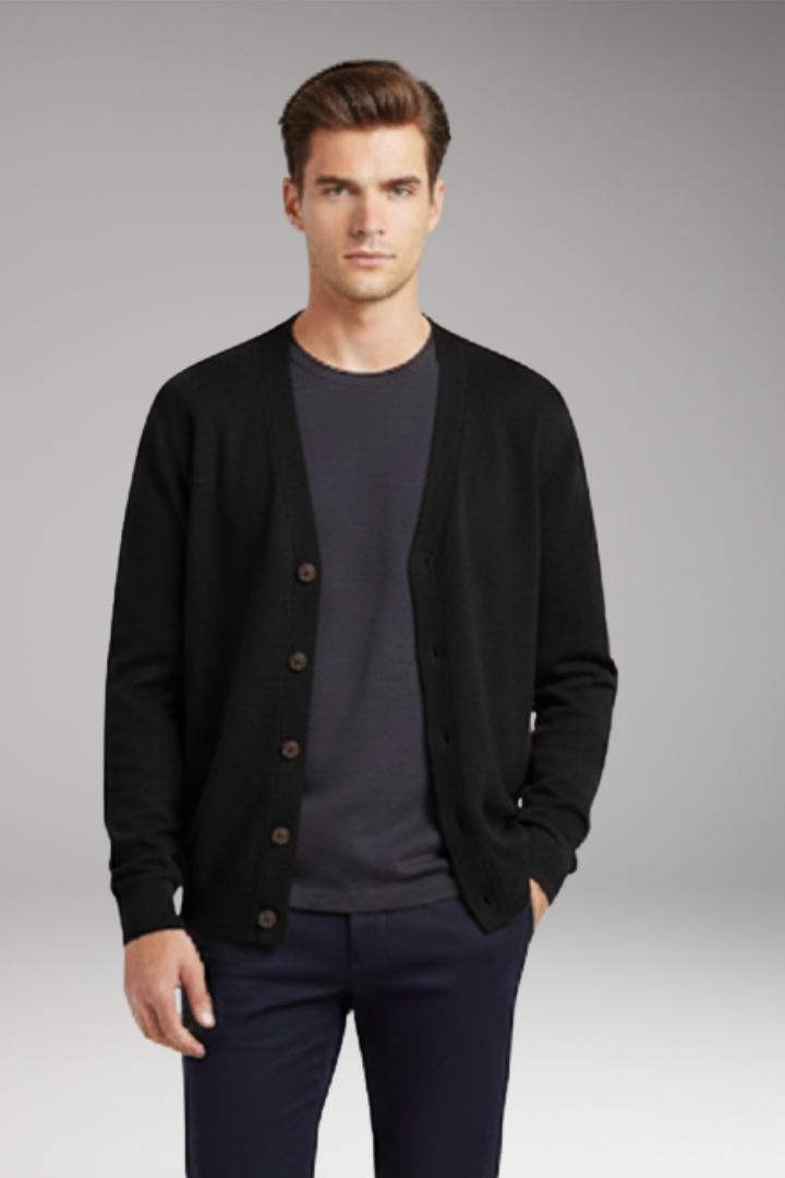 Men's V-Neck Cardigan Button Front