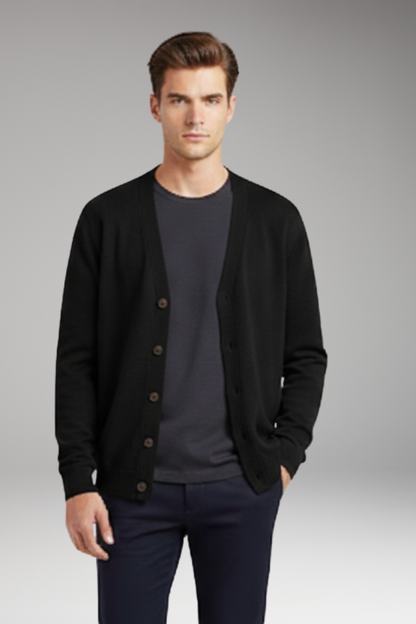 Men's V-Neck Cardigan Button Front