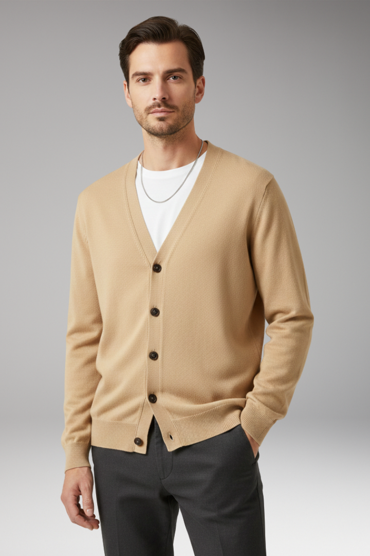 Men's V-Neck Cardigan Button Front