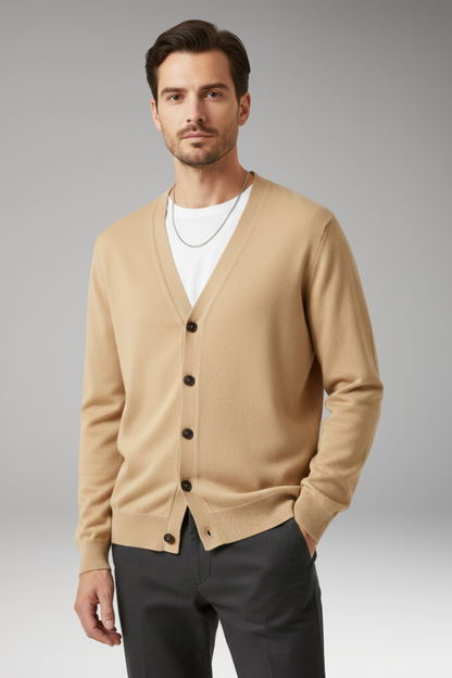 Men's V-Neck Cardigan Button Front