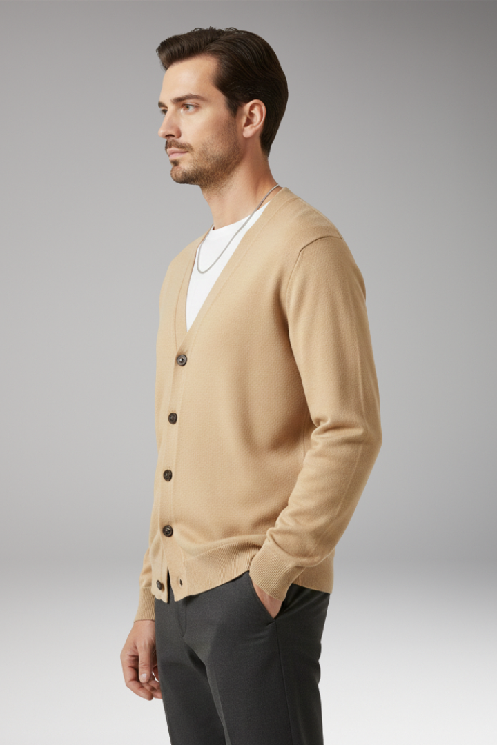 Men's V-Neck Cardigan Button Front