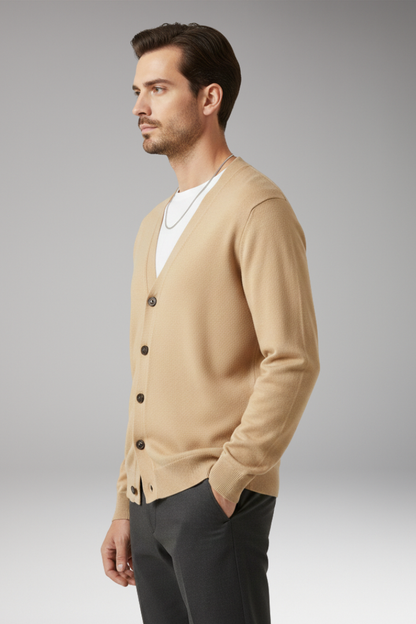 Men's V-Neck Cardigan Button Front