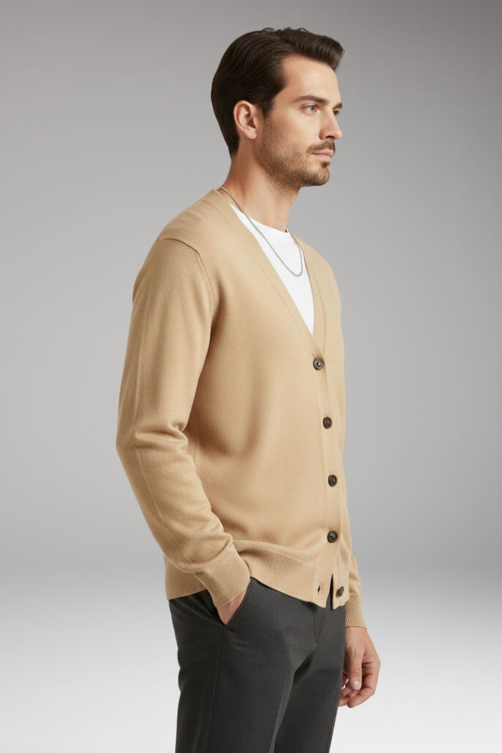 Men's V-Neck Cardigan Button Front