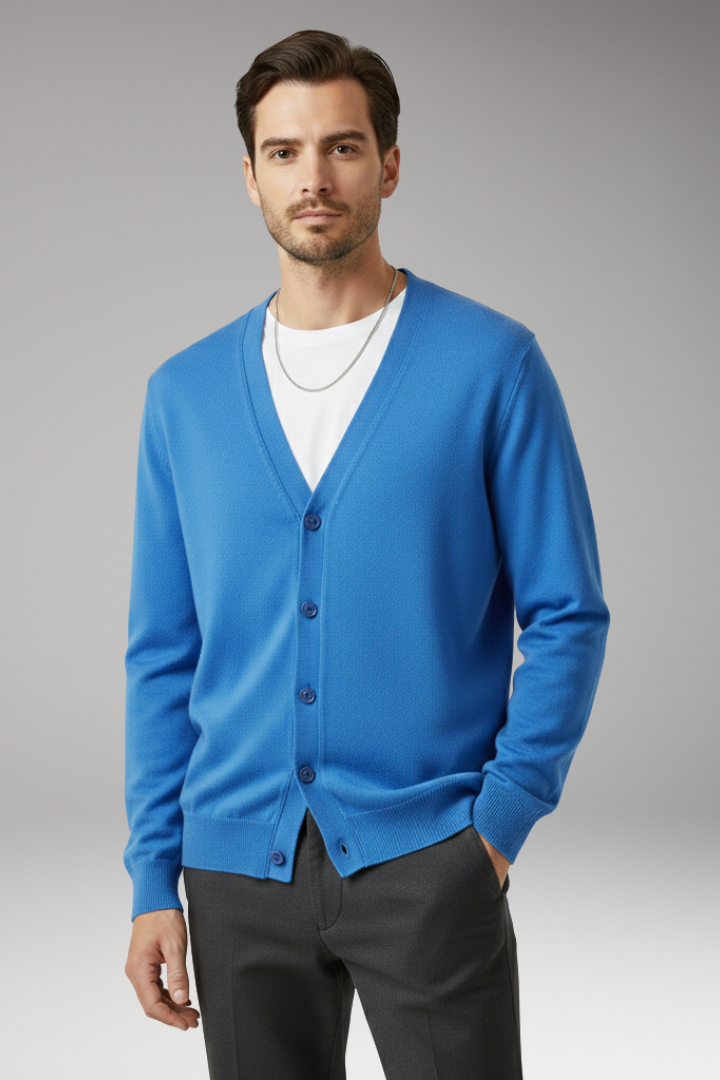 Men's V-Neck Cardigan Button Front