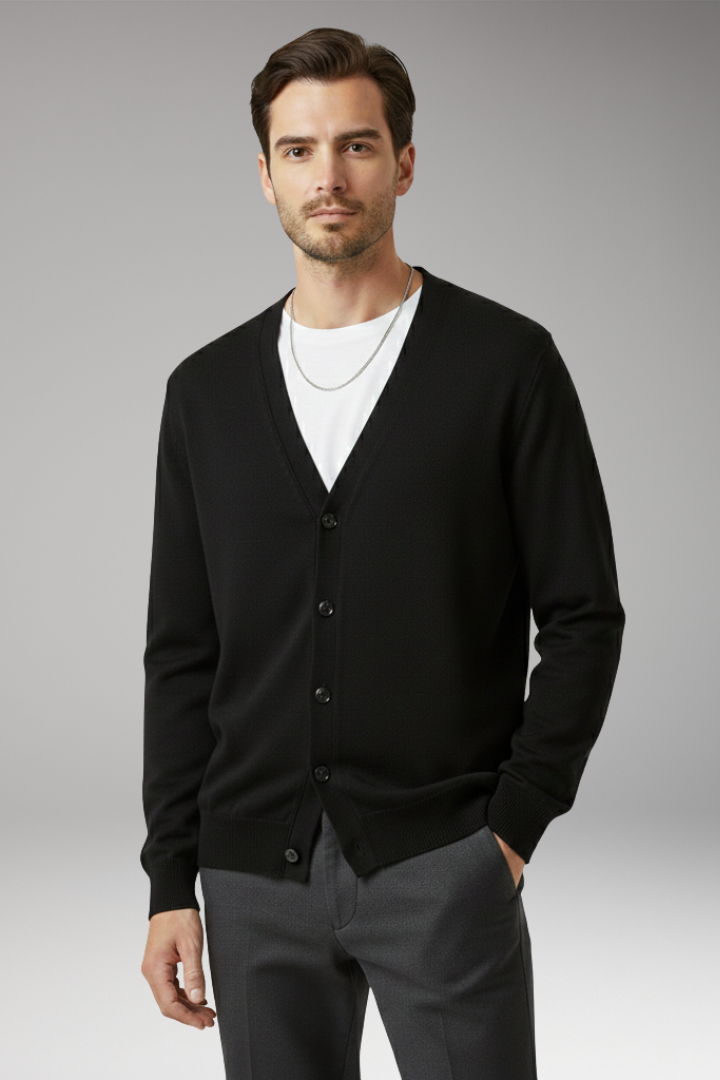 Men's V-Neck Cardigan Button Front
