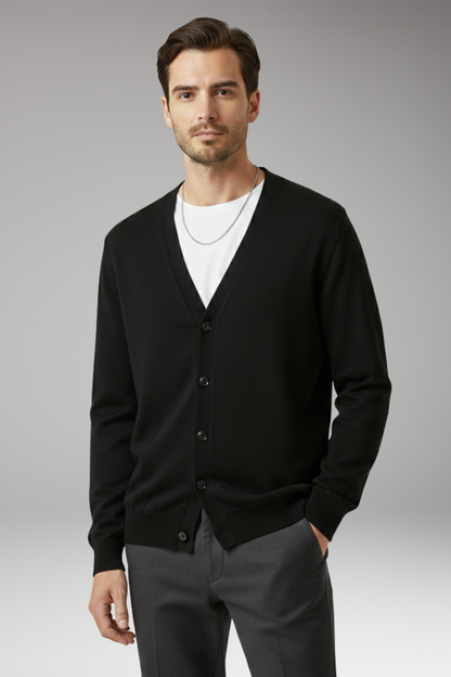 Men's V-Neck Cardigan Button Front