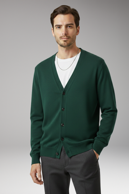 Men's V-Neck Cardigan Button Front