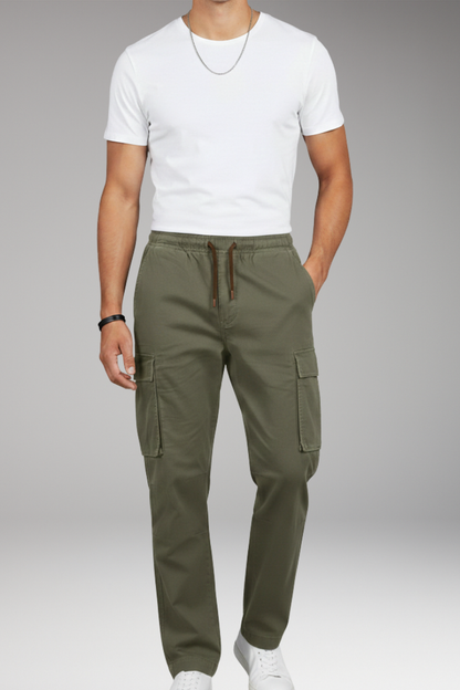 Men's Cargo Pants Elastic Waist Six Pockets