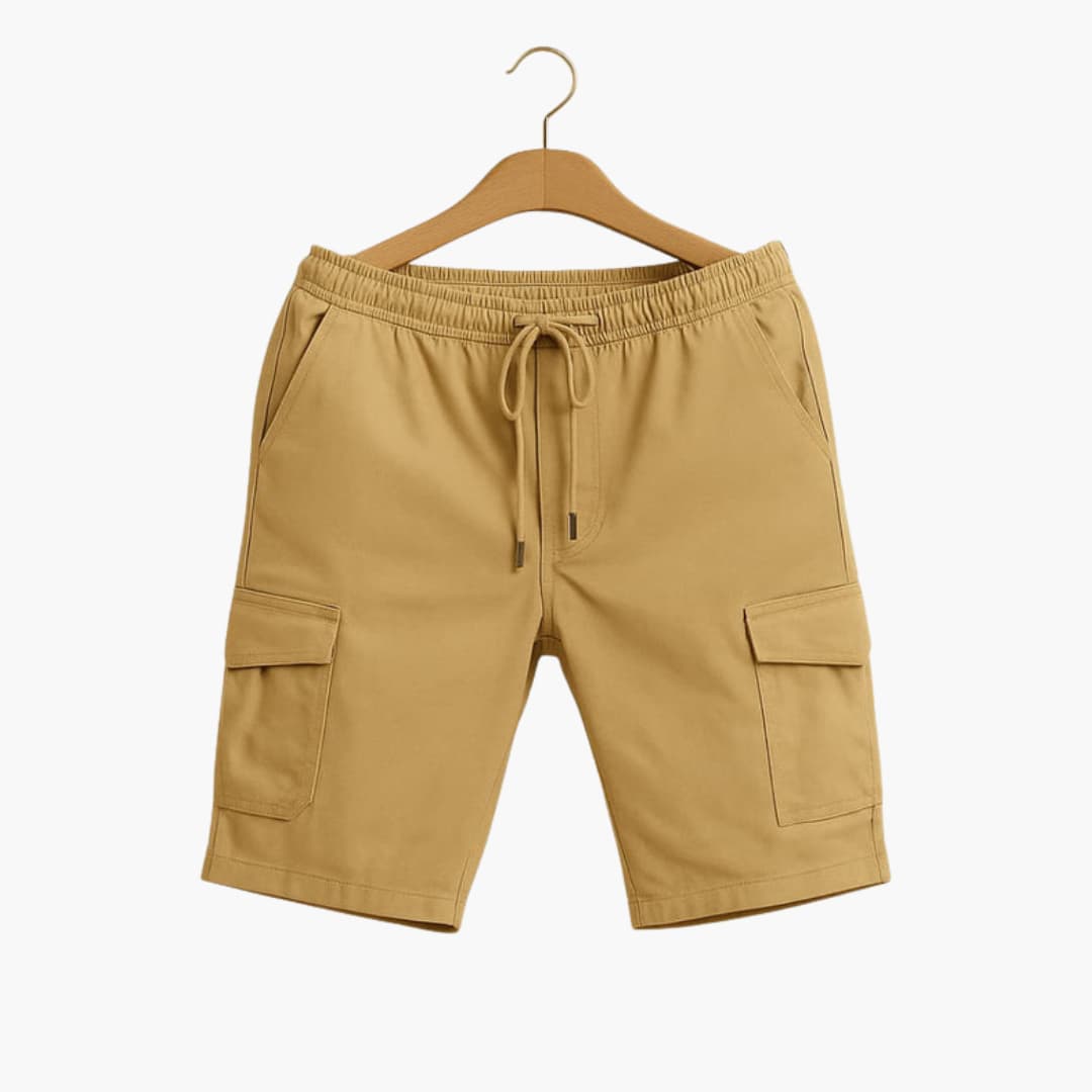 Men's Elastic Waist Cargo Shorts Flap Pocket