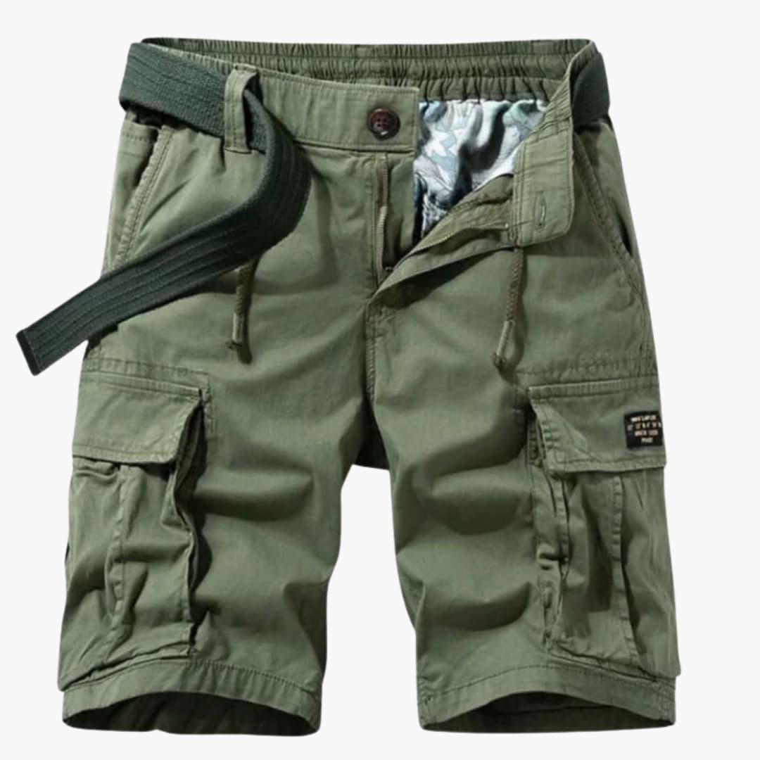 Men's Elastic Waist Cargo Shorts Flap Pockets - VibreMode