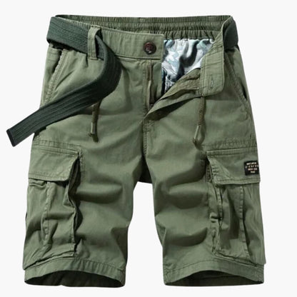 Men's Elastic Waist Cargo Shorts Flap Pockets - VibreMode