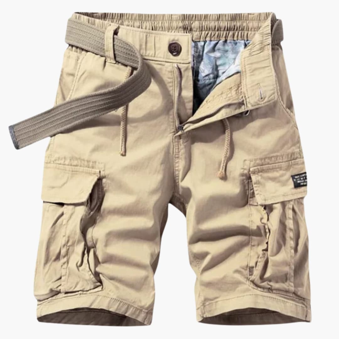 Men's Elastic Waist Cargo Shorts Flap Pockets