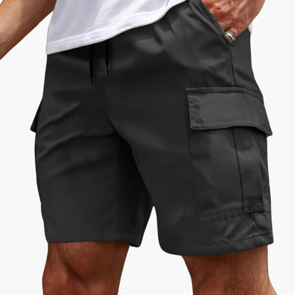 Men's Cargo Shorts Multiple Pockets Zipper Black - VibreMode