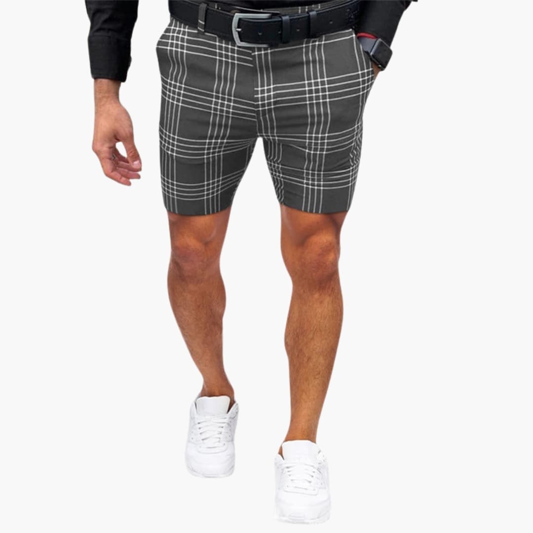 Men's Checkered Shorts Elastic Waistband Side Pockets