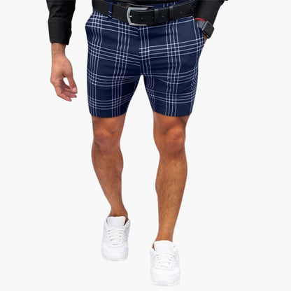 Men's Checkered Shorts Elastic Waistband Side Pockets
