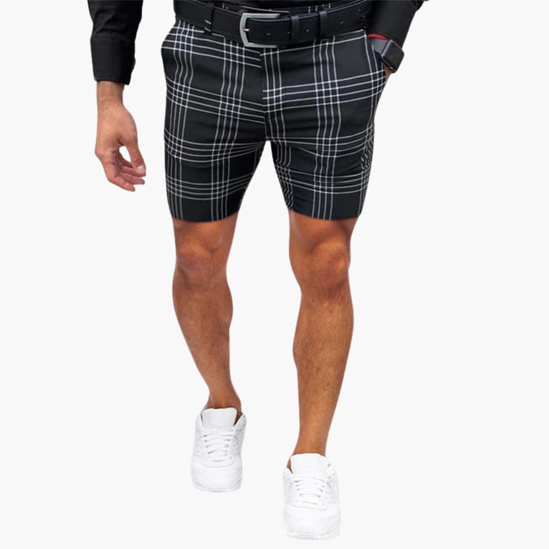 Men's Checkered Shorts Elastic Waistband Side Pockets - VibreMode