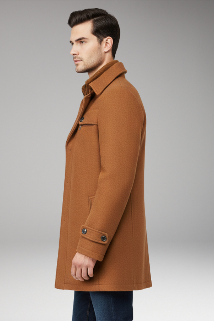 Men's Button Coat with Side Pockets