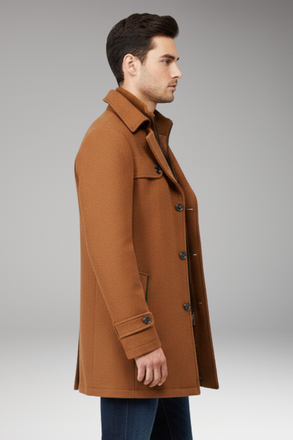 Men's Button Coat with Side Pockets