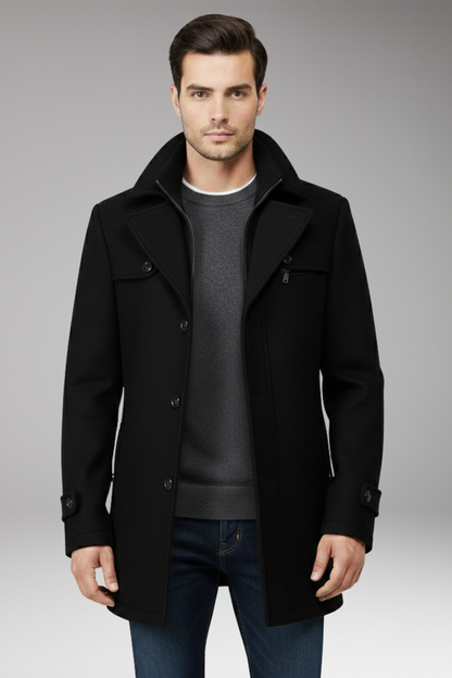 Men's Button Coat with Side Pockets
