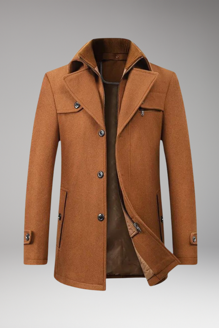 Men's Button Coat with Side Pockets - VibreMode