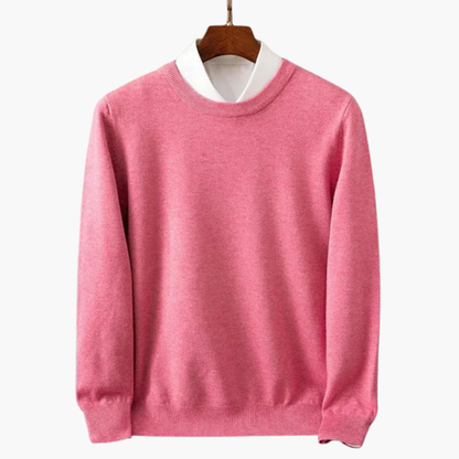 Men's Crew Neck Long Sleeve Sweater Ribbed Edges