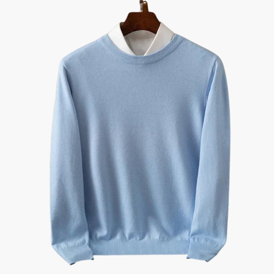 Men's Crew Neck Long Sleeve Sweater Ribbed Edges