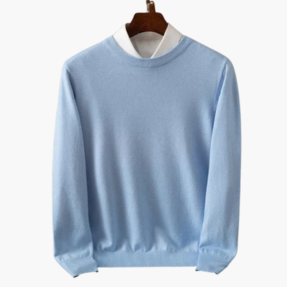 Men's Crew Neck Long Sleeve Sweater Ribbed Edges