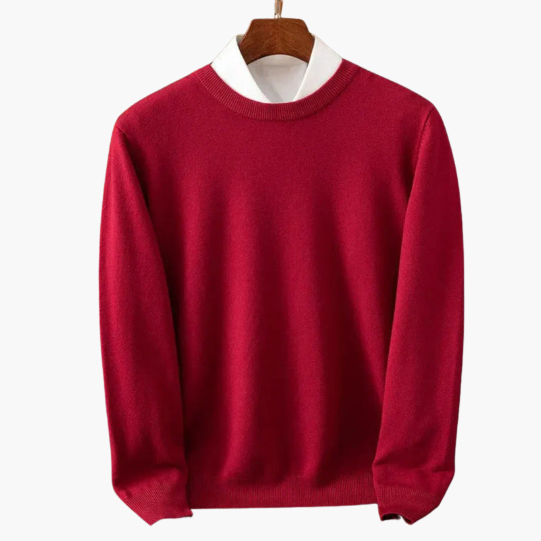 Men's Crew Neck Long Sleeve Sweater Ribbed Edges