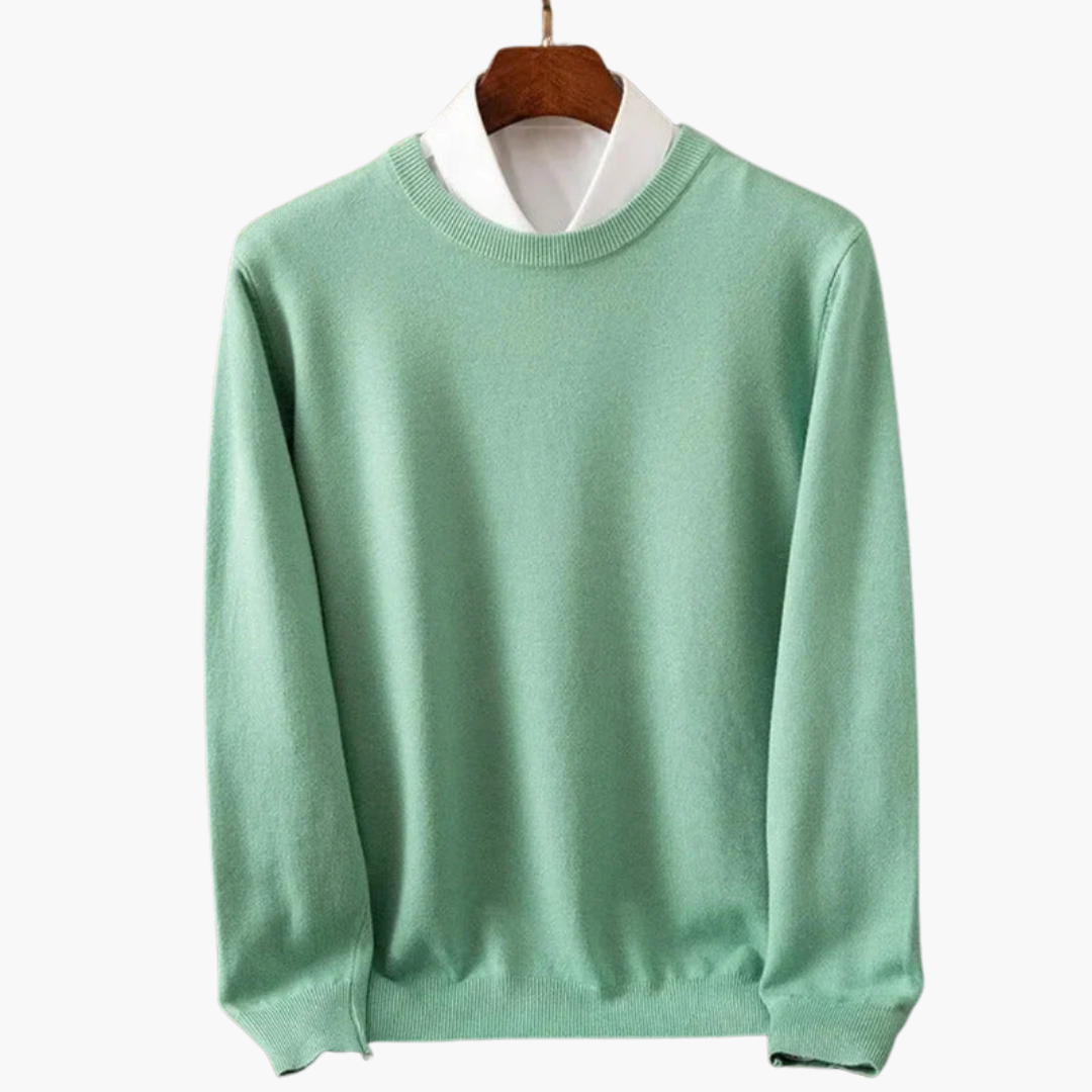 Men's Crew Neck Long Sleeve Sweater Ribbed Edges