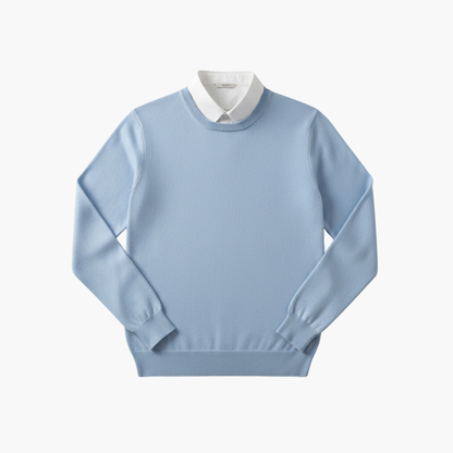 Men's Crew Neck Long Sleeve Sweater Ribbed Edges - VibreMode