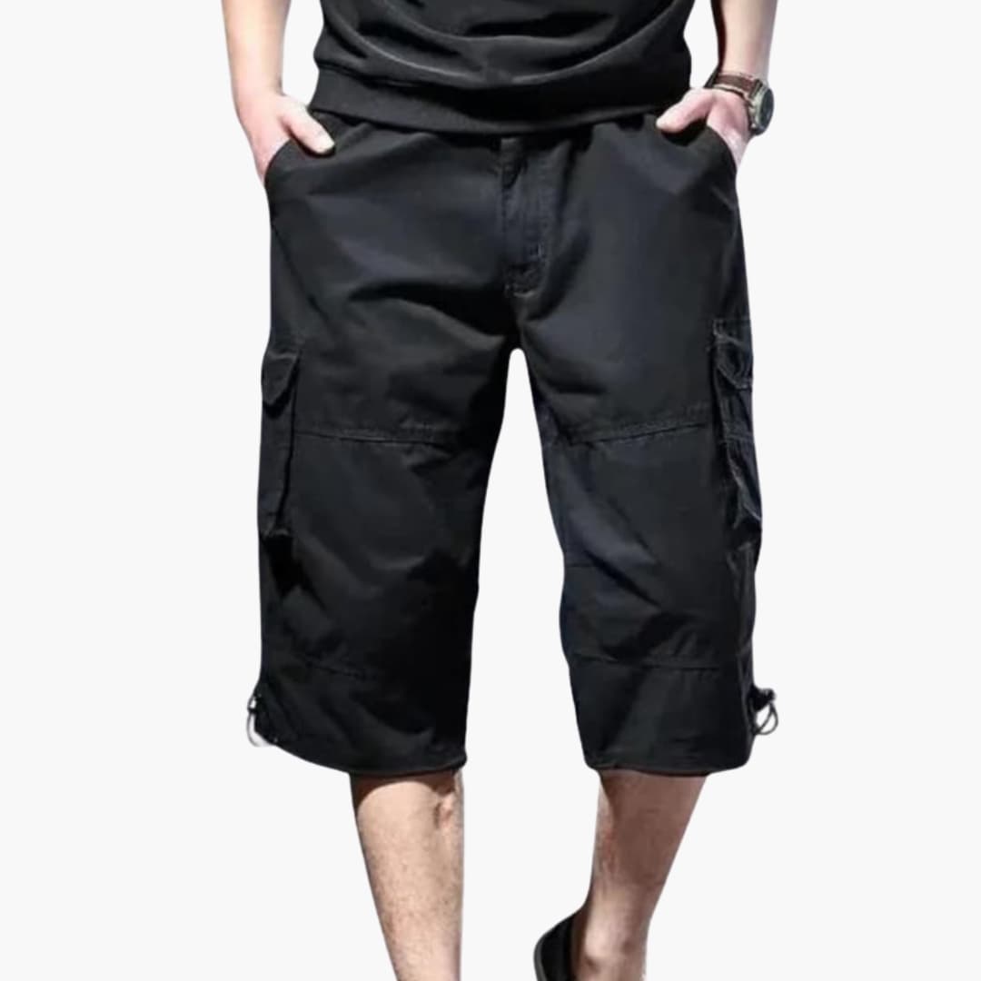 Men's Cropped Cargo Pants Loose Fit Multiple Pockets