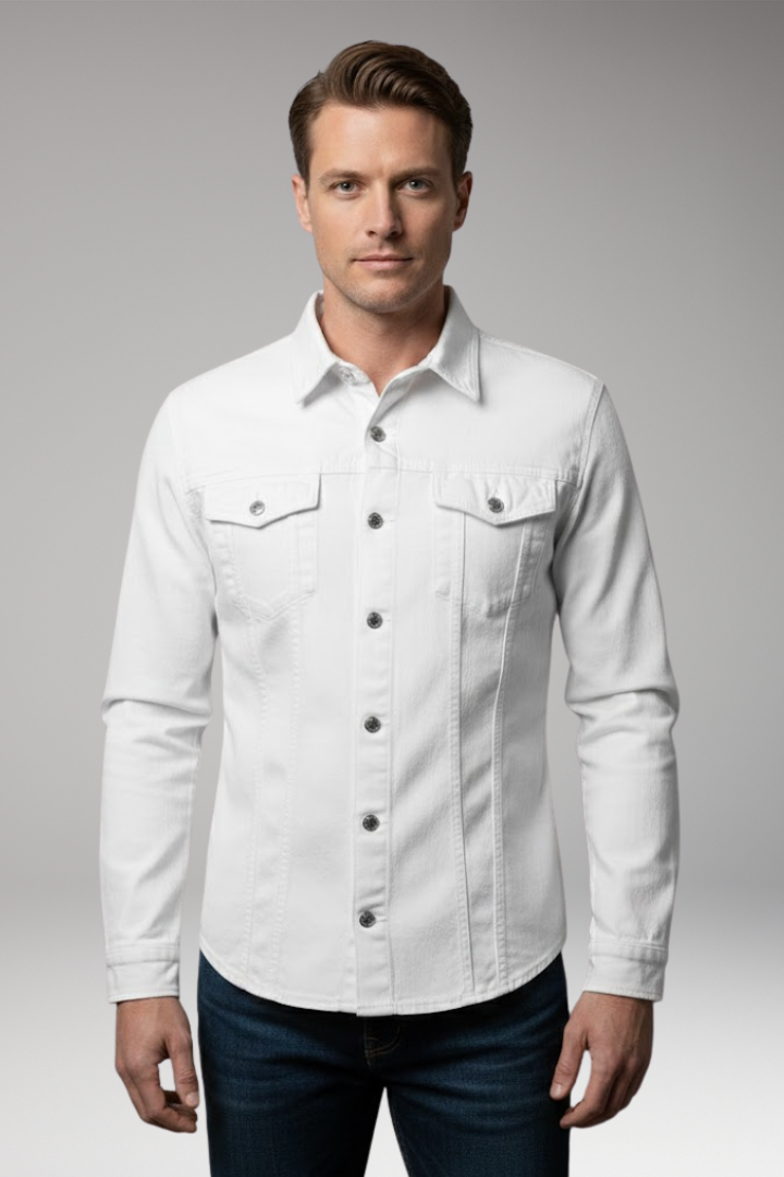 Men's Denim Bomber Jacket Long Sleeves