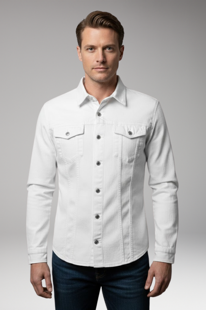 Men's Denim Bomber Jacket Long Sleeves