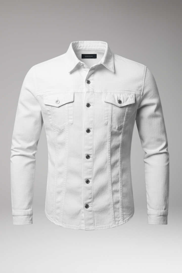 Men's Denim Bomber Jacket Long Sleeves - VibreMode
